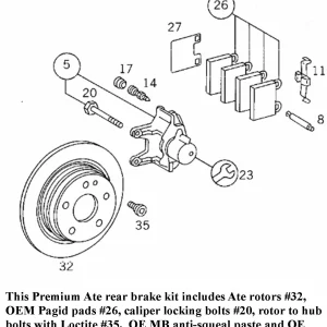 Alternative view of Premium Ate Complete Front Brake Disc & Pad Kit Mercedes 1990-95 Mercedes W129