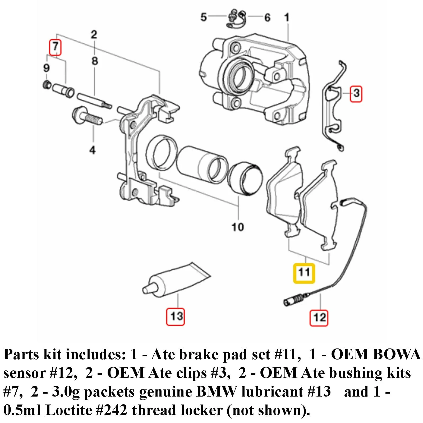 Premium Textar ePad Ceramic Front Brake Pad Complete Kit 1997-03 BMW 525i 528i - Image 3