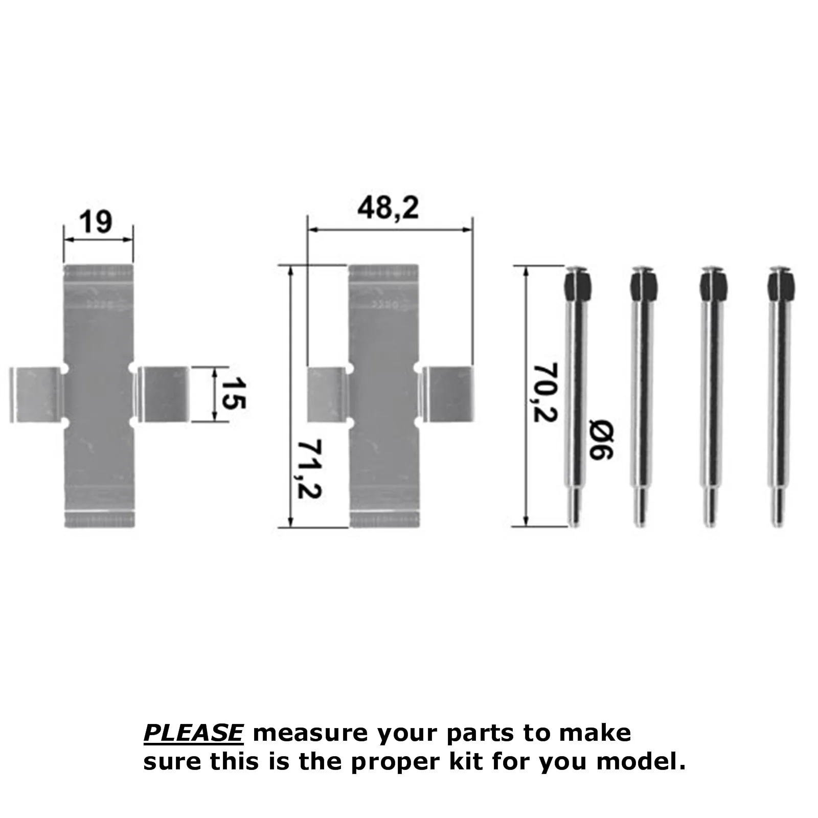 1963-76 Mercedes Ate Front Caliper Brake Pad Sliding Pin Spreader Spring Kit - Image 3