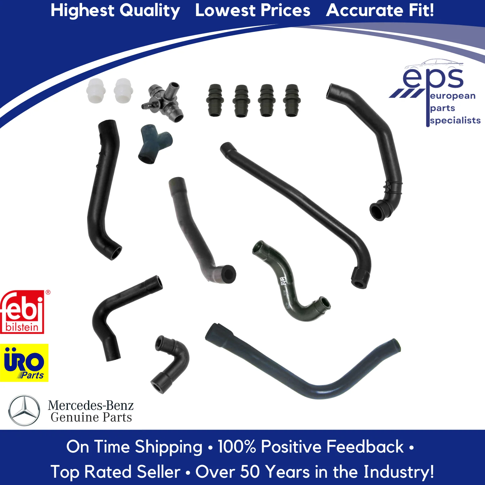 Intake Manifold Valve Cover Breather Hose Kit 1992-95 Mercedes 400 420 500