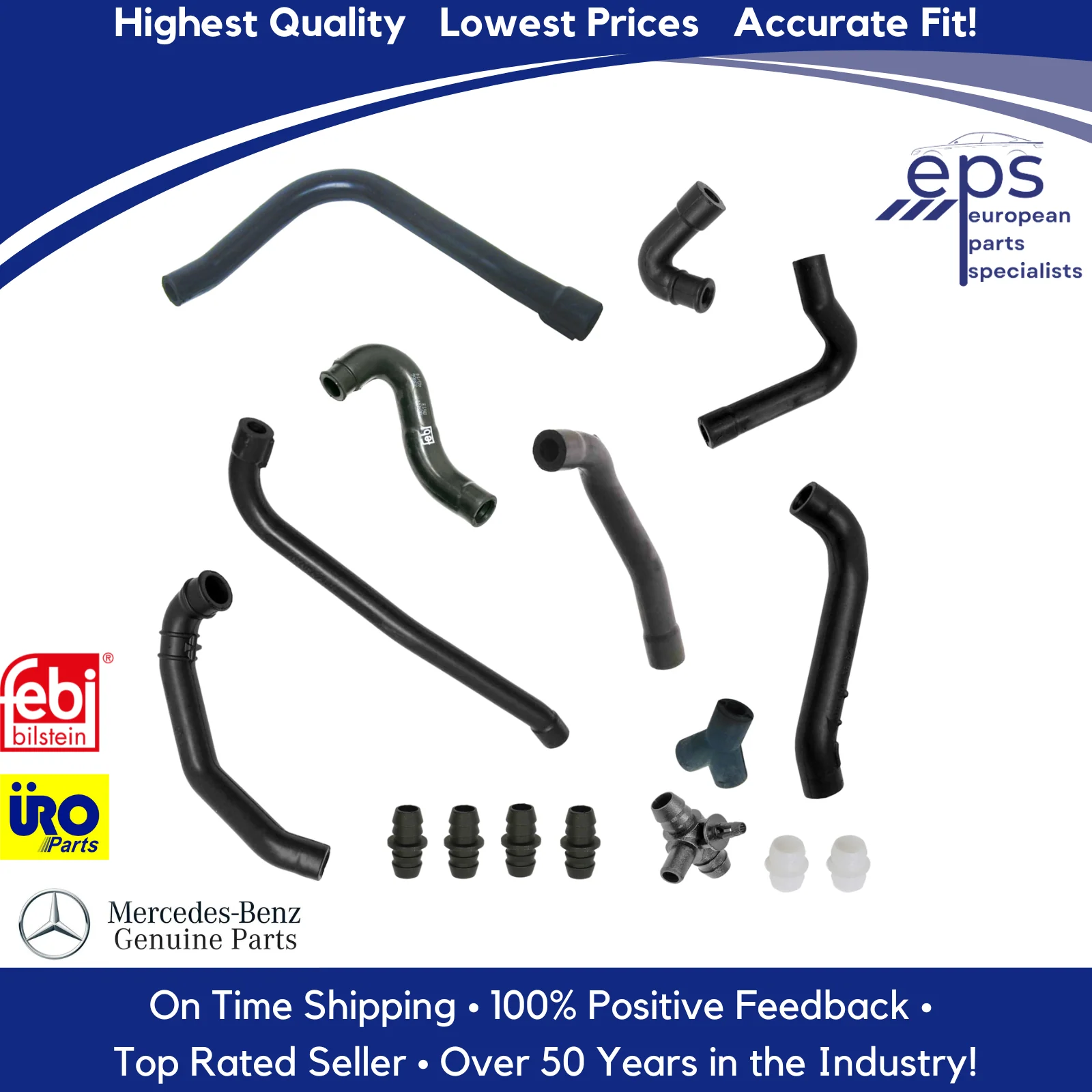 Intake Manifold Valve Cover Breather Hose Kit 1992-95 Mercedes 400 420 500 - Image 3