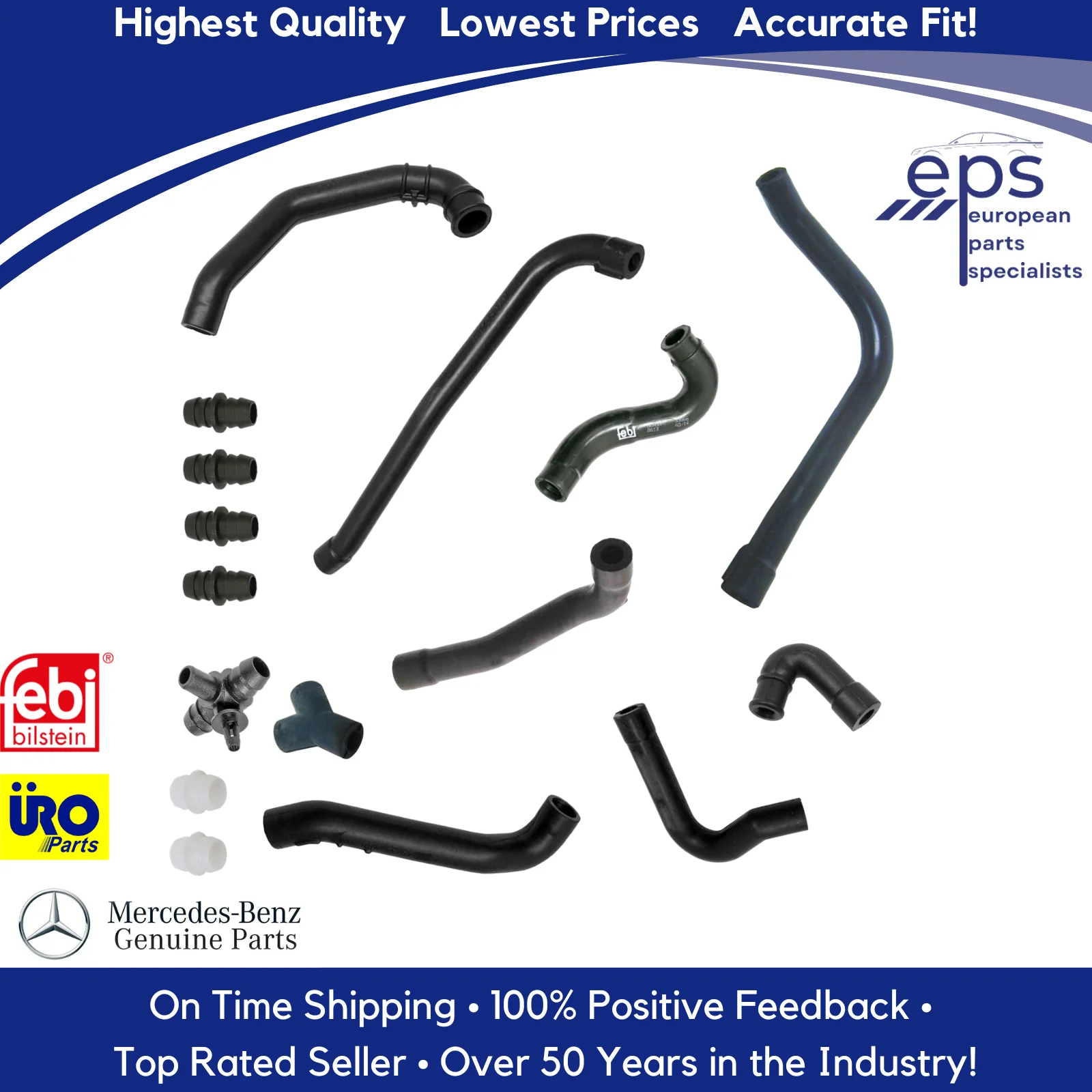 Intake Manifold Valve Cover Breather Hose Kit 1992-95 Mercedes 400 420 500 - Image 4