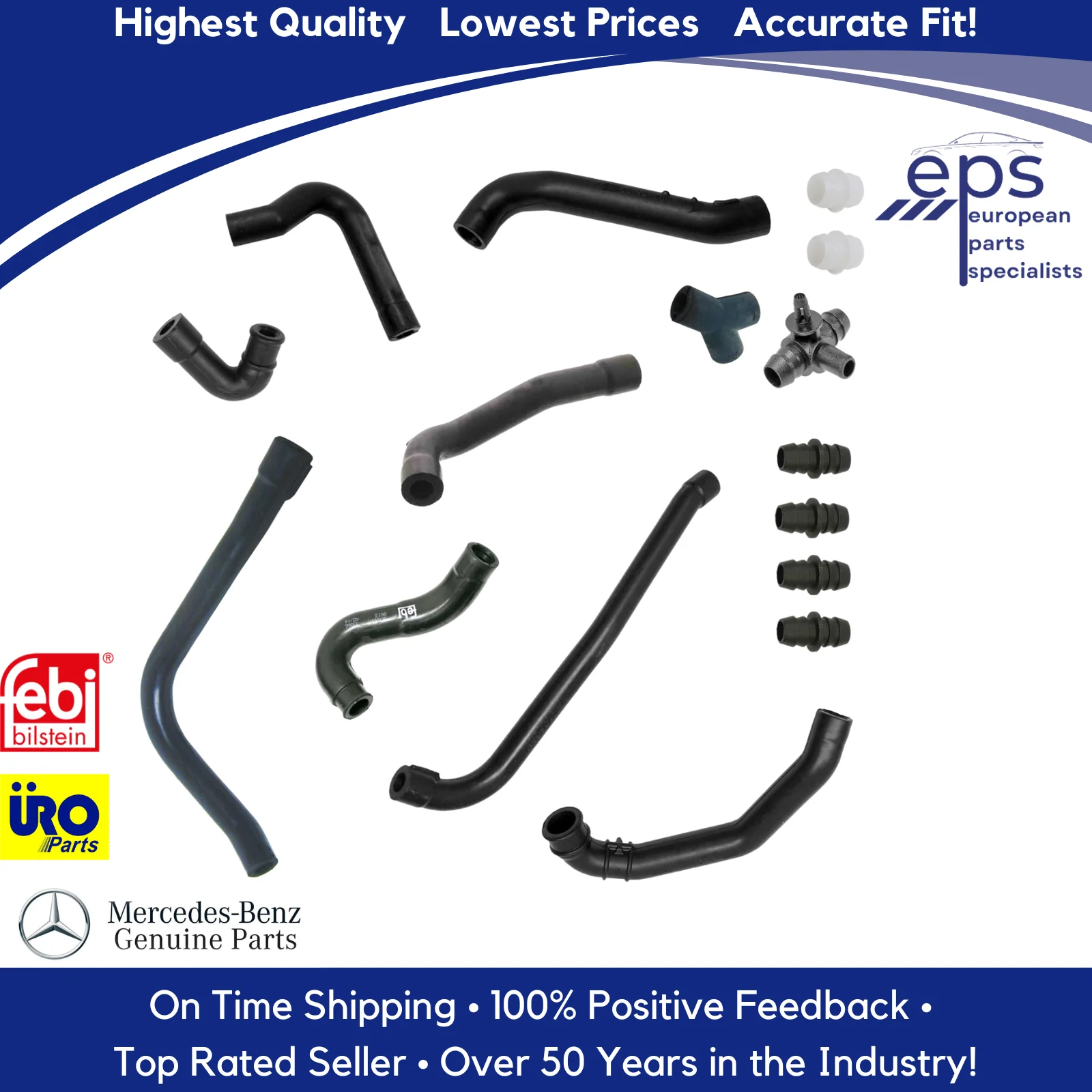Intake Manifold Valve Cover Breather Hose Kit 1992-95 Mercedes 400 420 500 - Image 5
