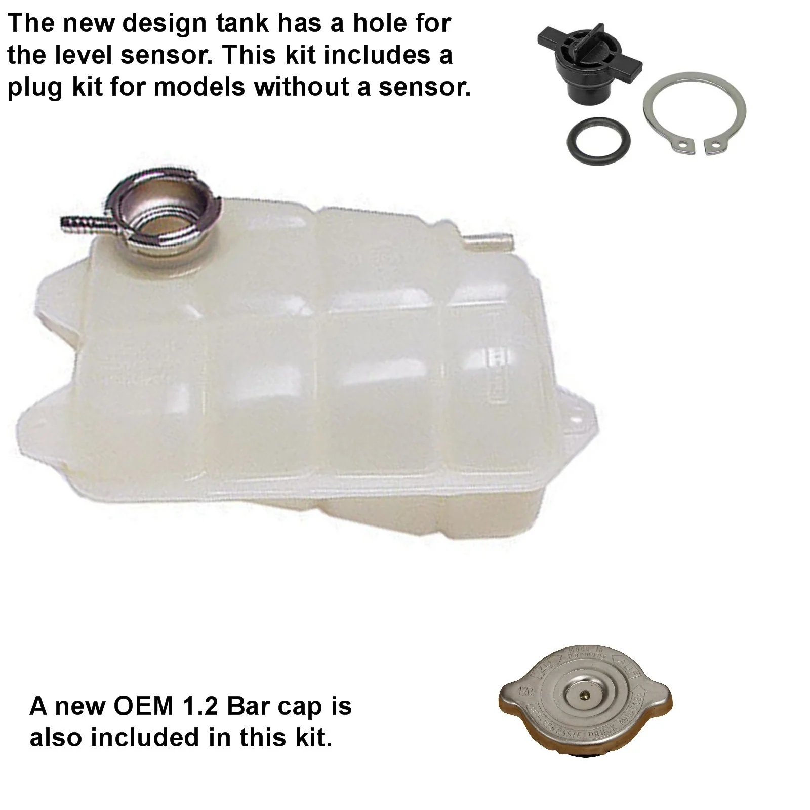 Radiator Coolant Overflow Tank Replacement Kit 1973-85 Mercedes W116 W123 W126 - Image 3