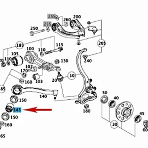 Alternative view of 2003-16 Mercedes CLS E SL Left Right Front Lower Thrust Arm to Frame Bushing OEM