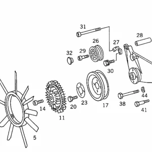 Alternative view of 94-97 Mercedes C 280 36 Fan Clutch Bearing Pulley Bracket 104 200 20 28 Germany